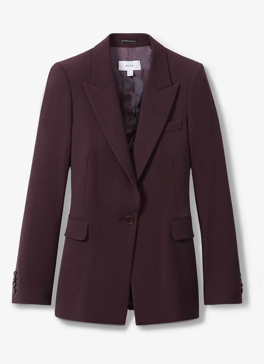 Reiss Gabi blazer met klepzakken - voorkant aubergine