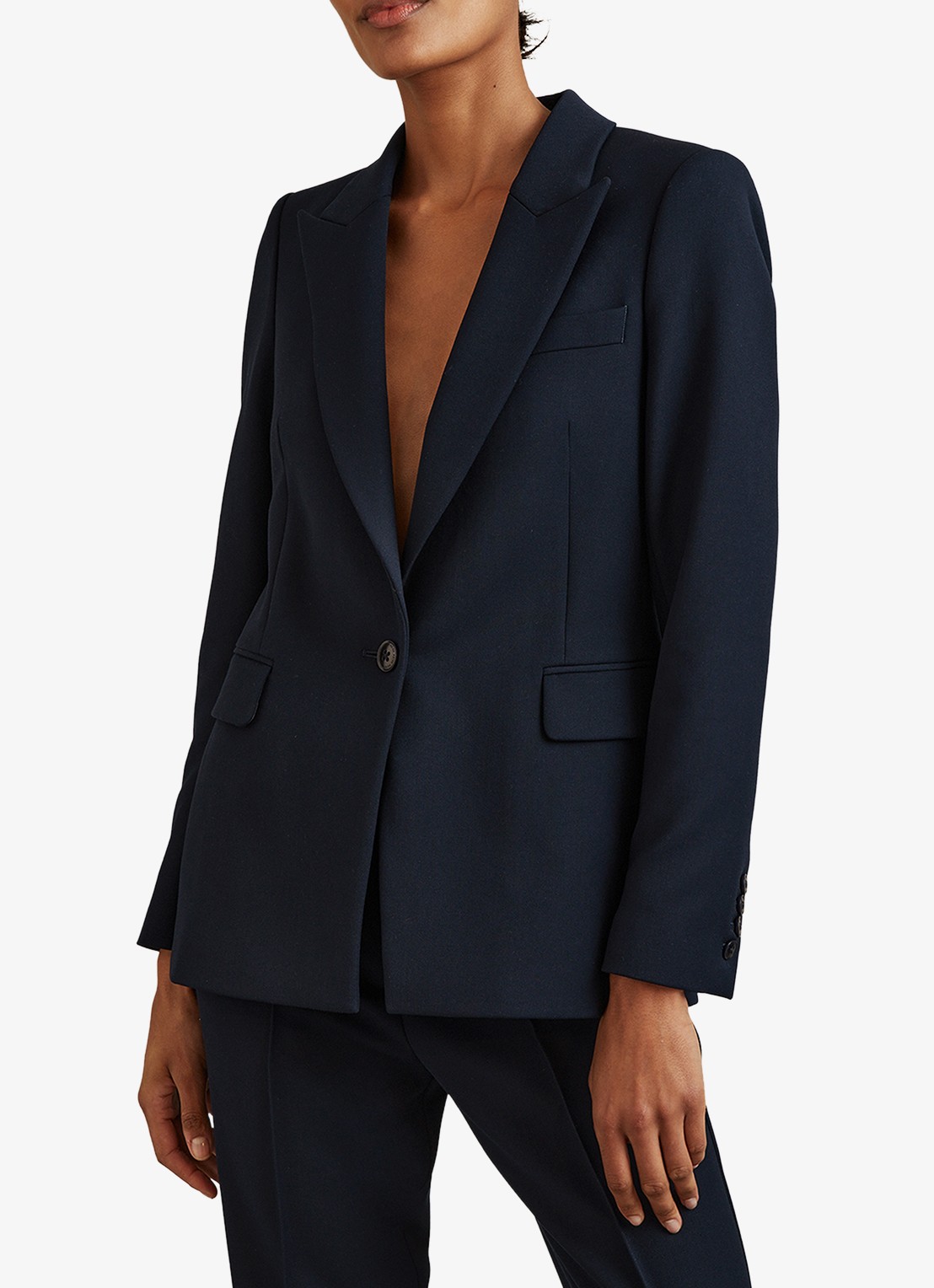 Reiss Gabi blazer met klepzakken - detail donkerblauw