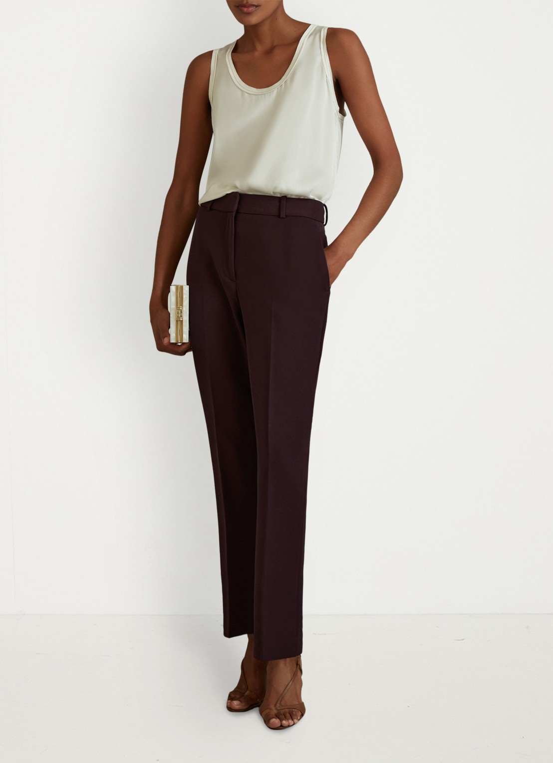 Reiss Gabi high waist slim fit chino - voorkant 5 bordeauxrood