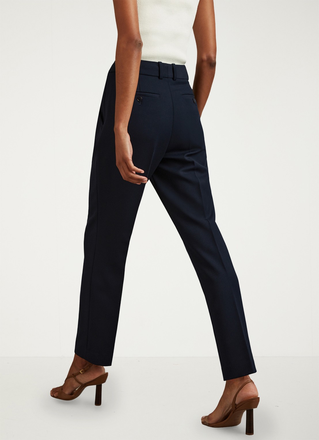 Reiss Gabi high waist slim fit chino - achterkant donkerblauw