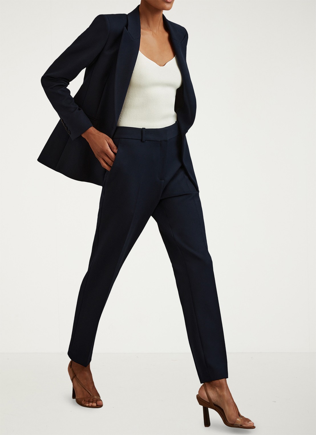 Reiss Gabi high waist slim fit chino - voorkant 3 donkerblauw