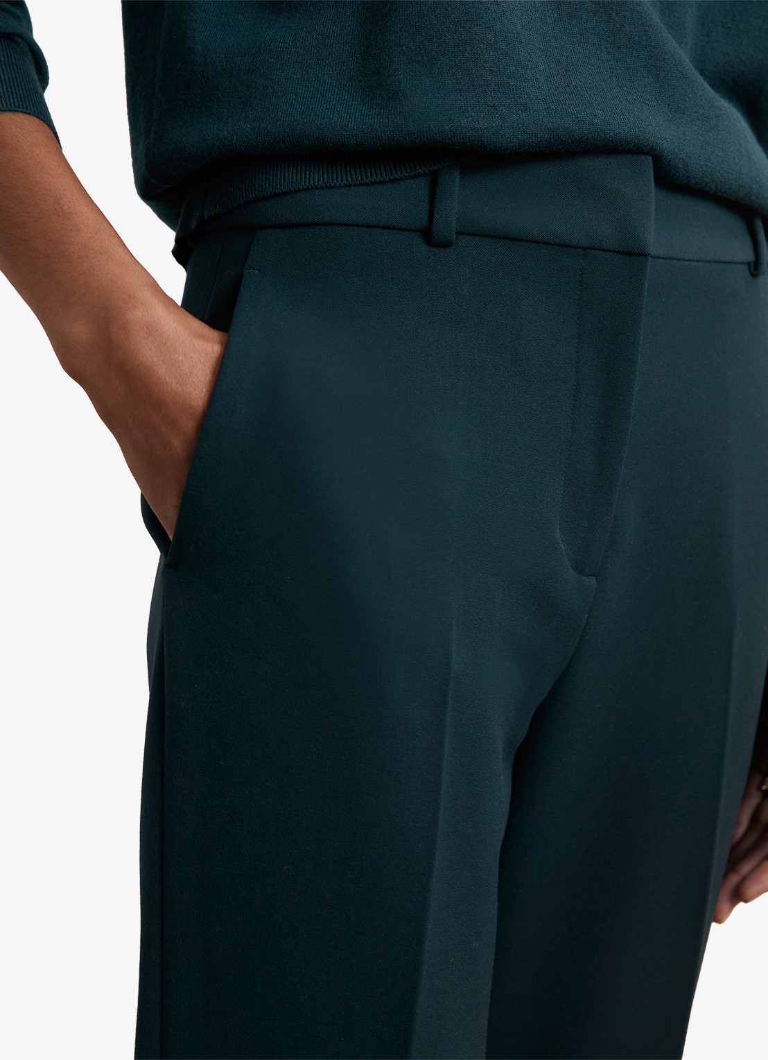 Reiss Gabi high waist slim fit chino - detail 3 donkergroen