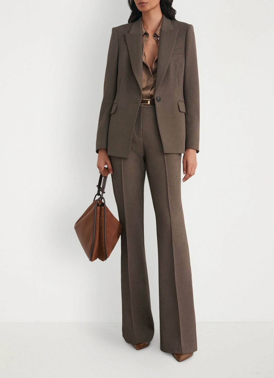 Reiss Gabi single-breasted blazer met pied-de-poule dessin - detail 2 bruin