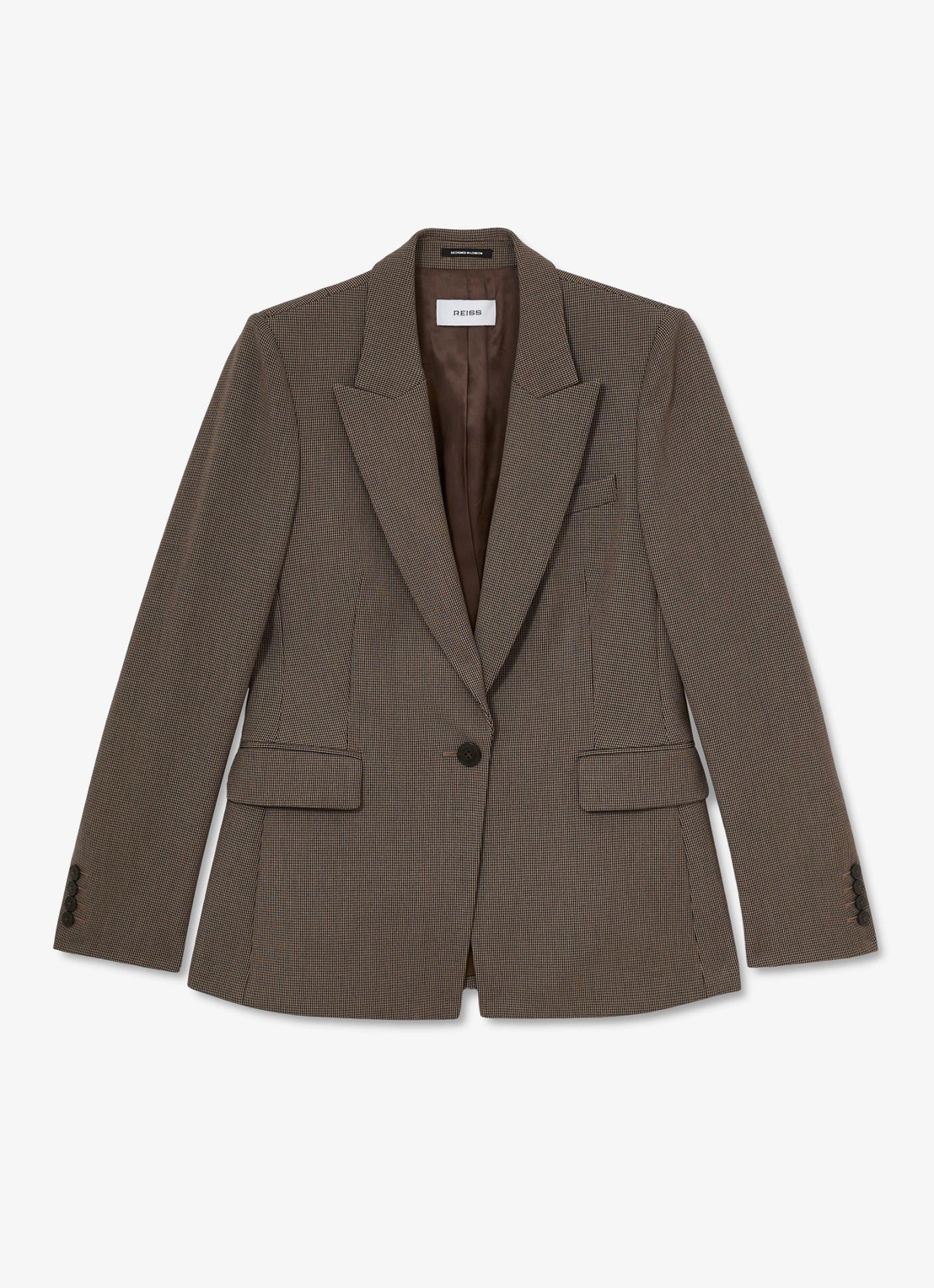 Reiss Gabi single-breasted blazer met pied-de-poule dessin - voorkant 6 bruin