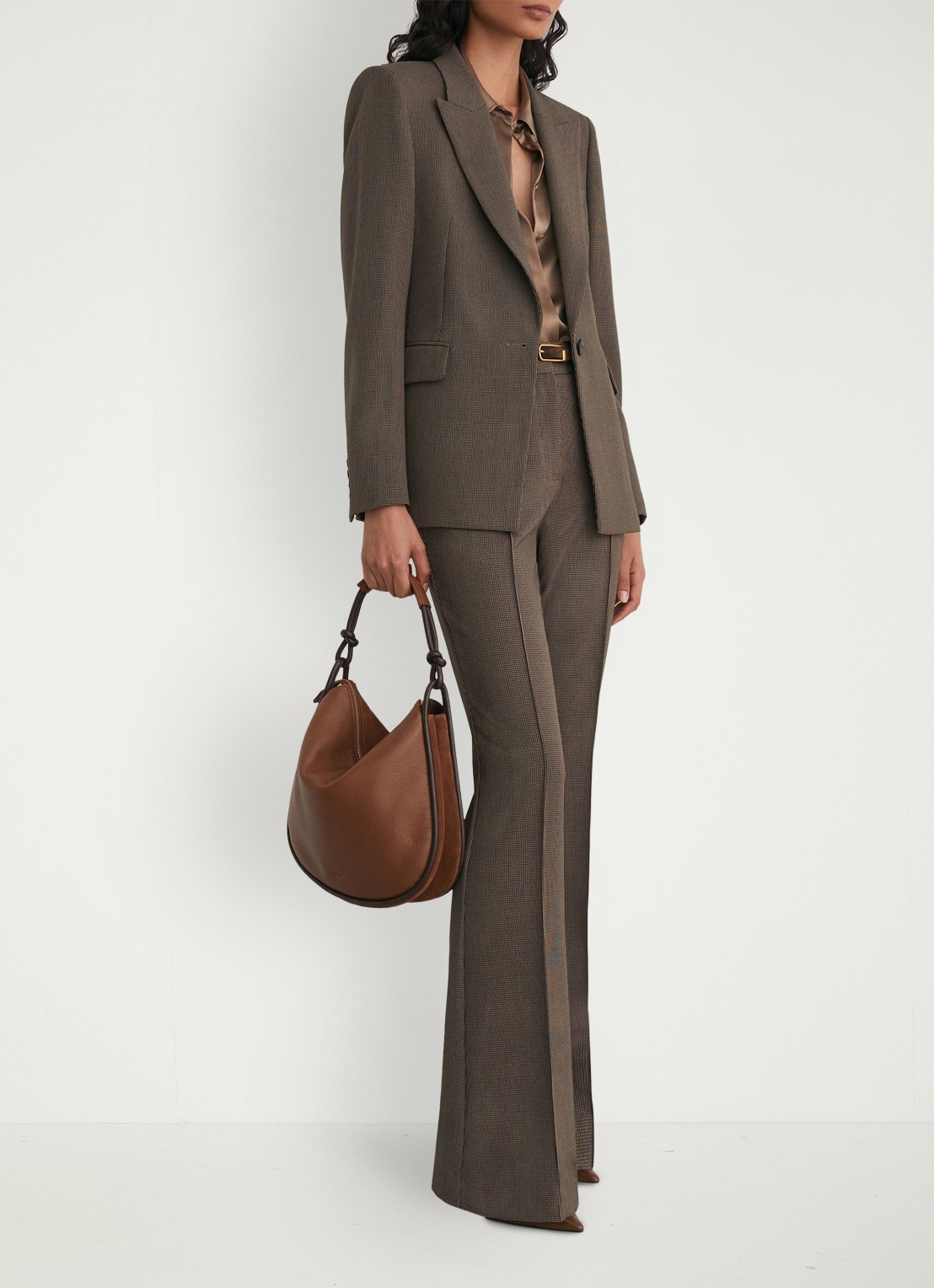 Reiss Gabi single-breasted blazer met pied-de-poule dessin - voorkant 7 bruin