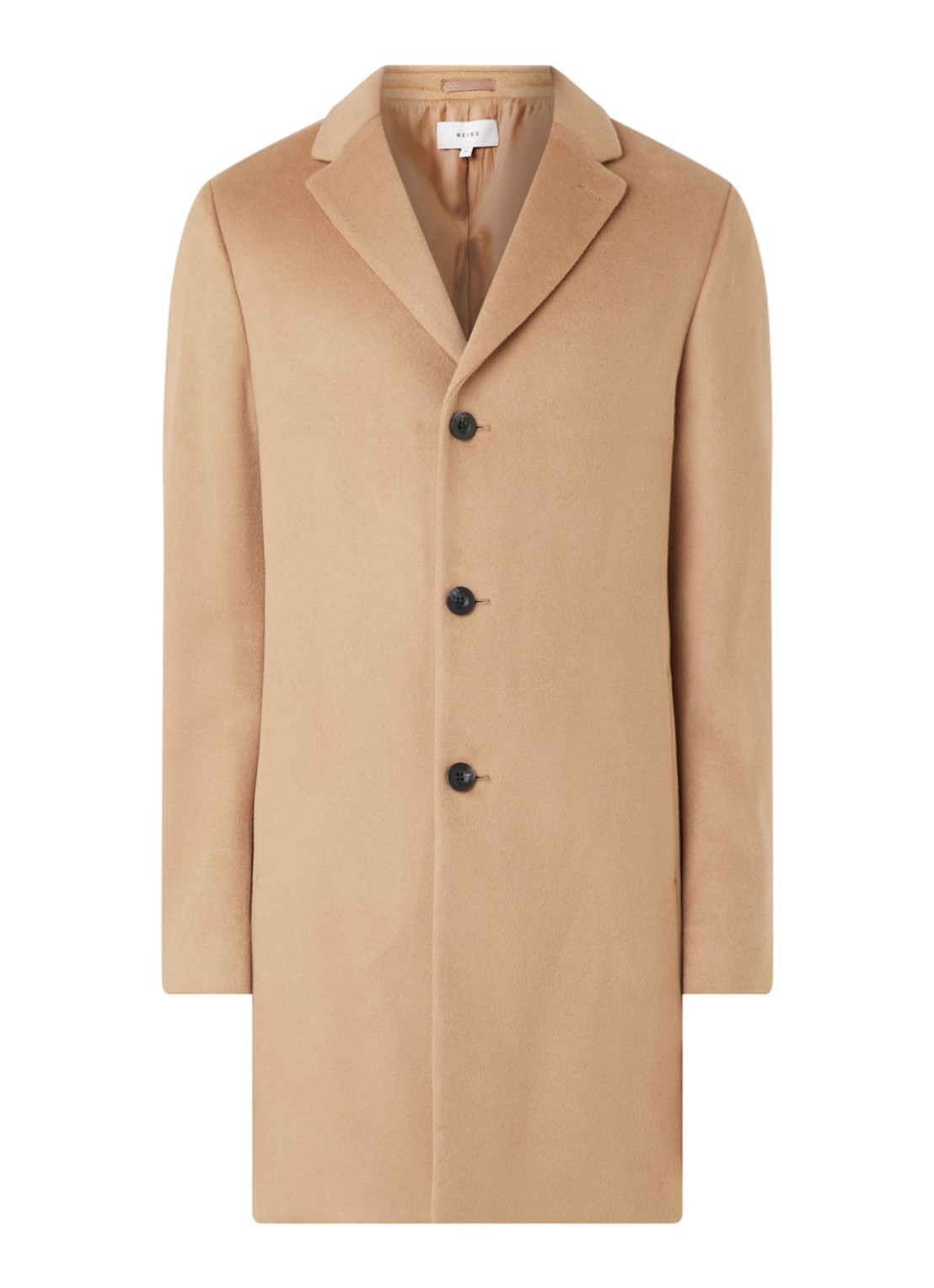 Reiss Gable mantel in wolblend met steekzakken - voorkant camel