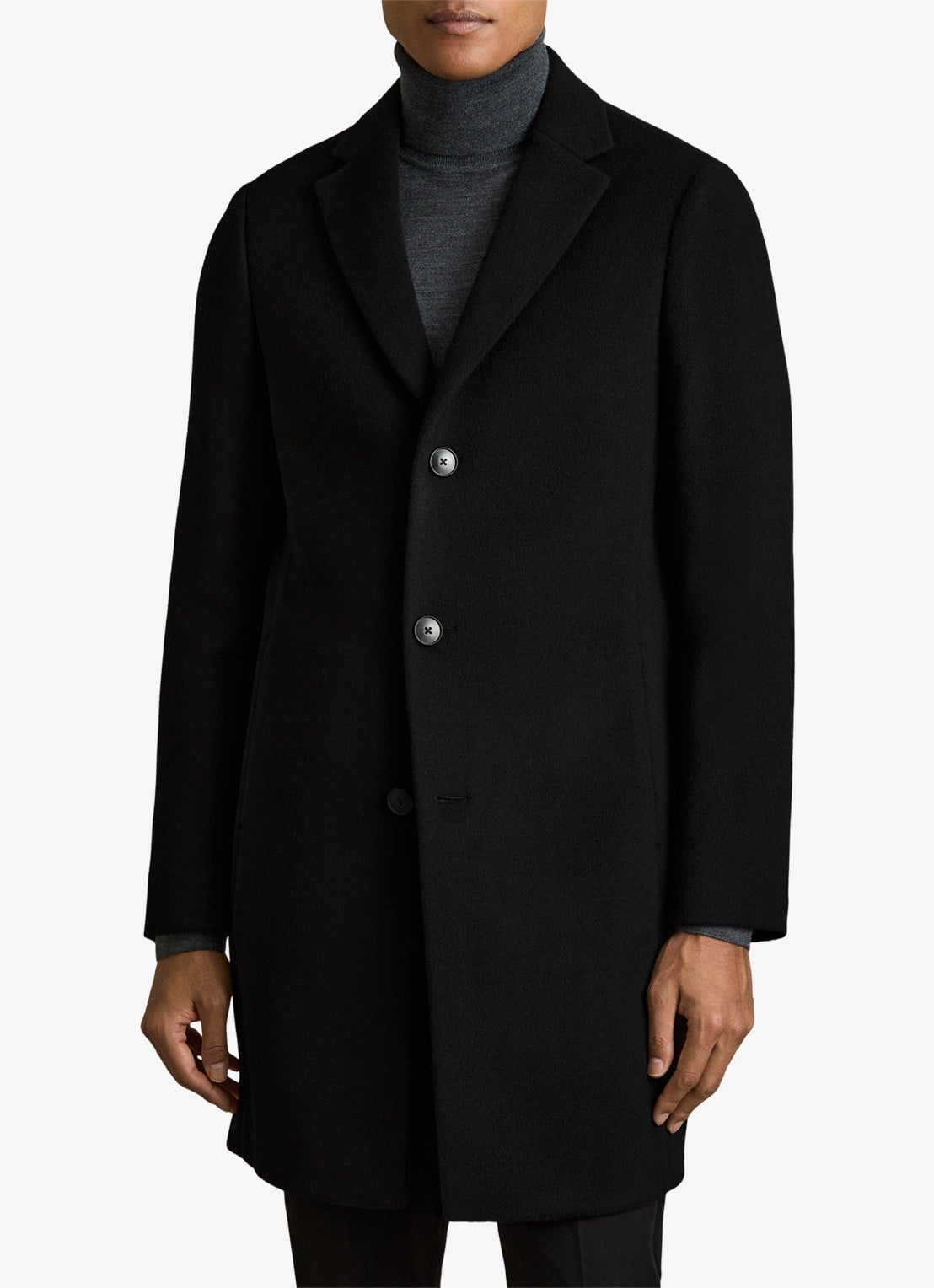 Reiss Gable mantel in wolblend - detail 4 black / zwart