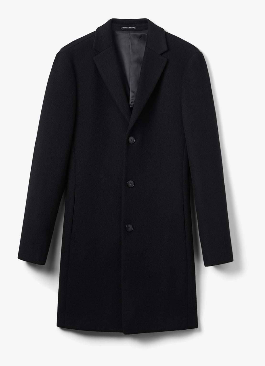 Reiss Gable mantel in wolblend - voorkant 2 black / zwart
