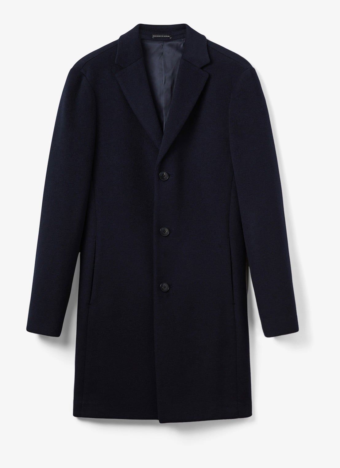 Reiss Gable mantel in wolblend - voorkant 5 navy / blauw