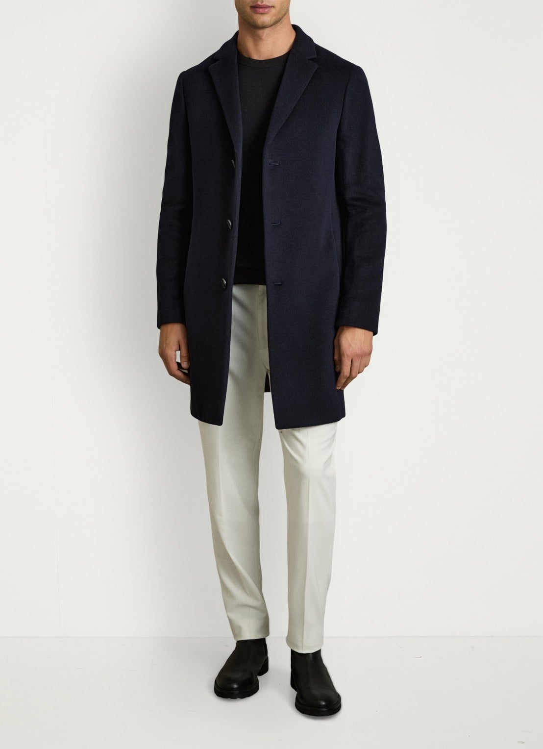 Reiss Gable mantel in wolblend - voorkant 6 navy / blauw