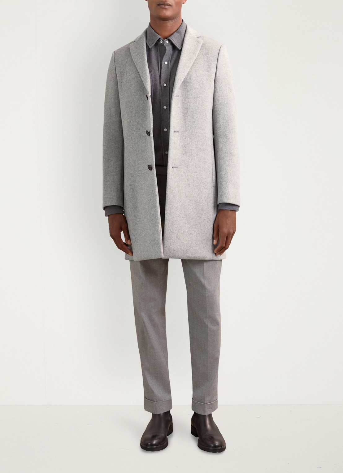 Reiss Gable mantel in wolblend - voorkant 5 soft grey / grijs
