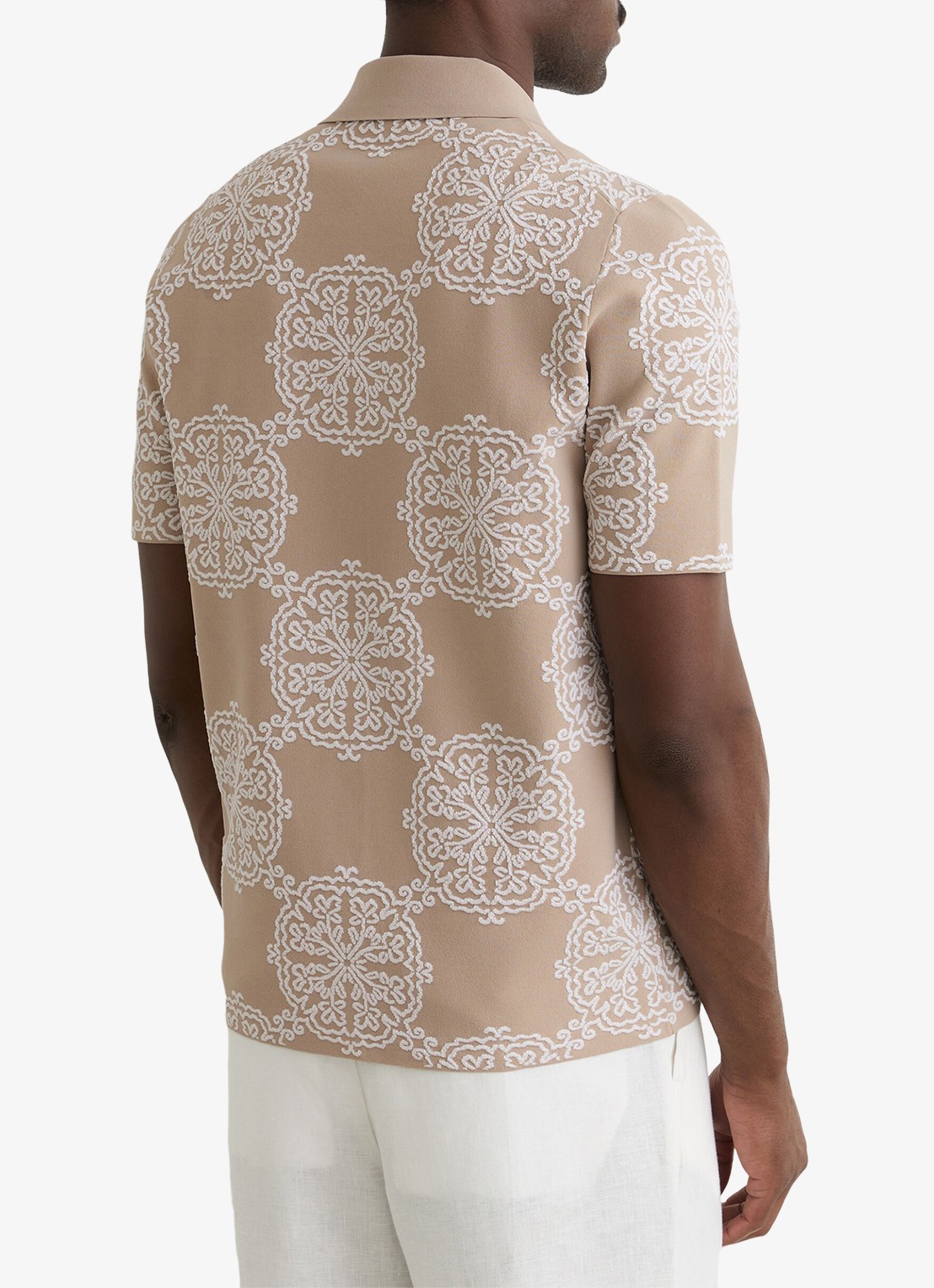Reiss Gabriel regular fit overhemd met borduring - achterkant beige