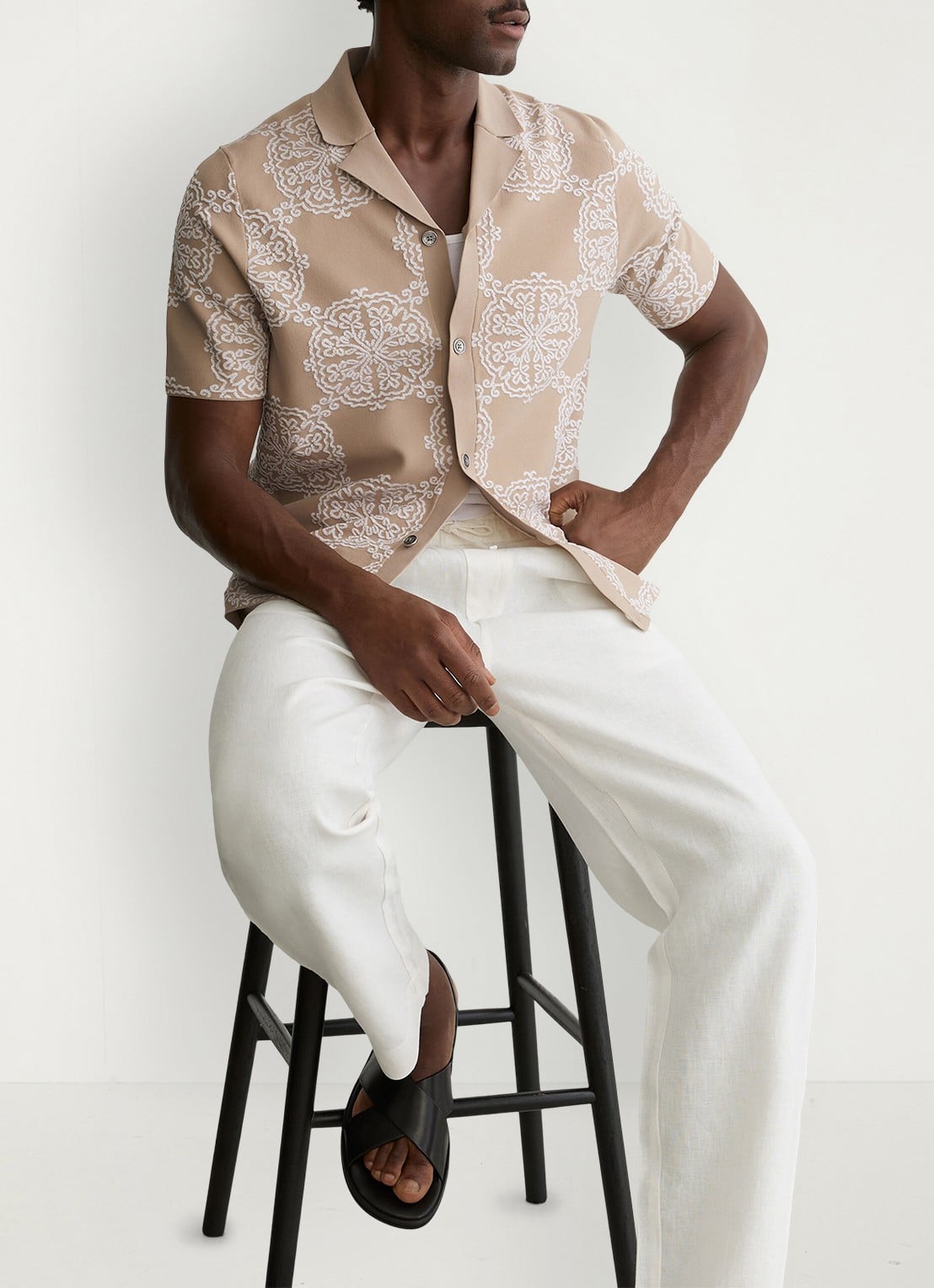 Reiss Gabriel regular fit overhemd met borduring - detail 6 beige