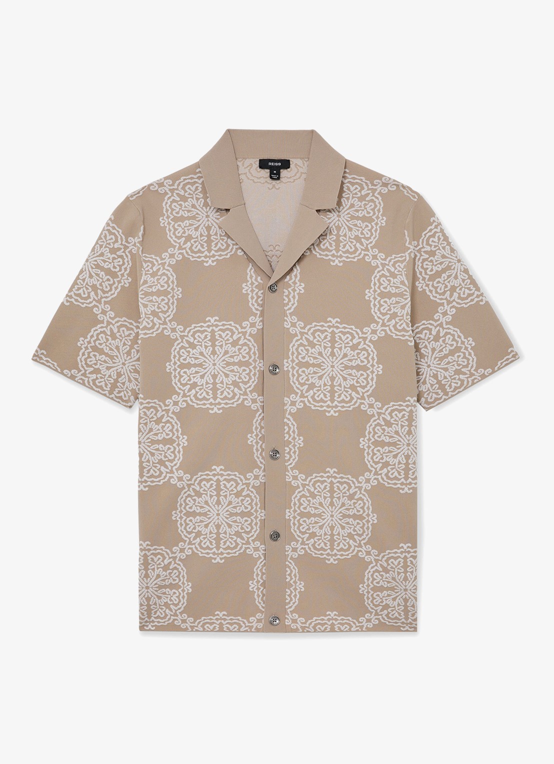 Reiss Gabriel regular fit overhemd met borduring - voorkant 2 beige