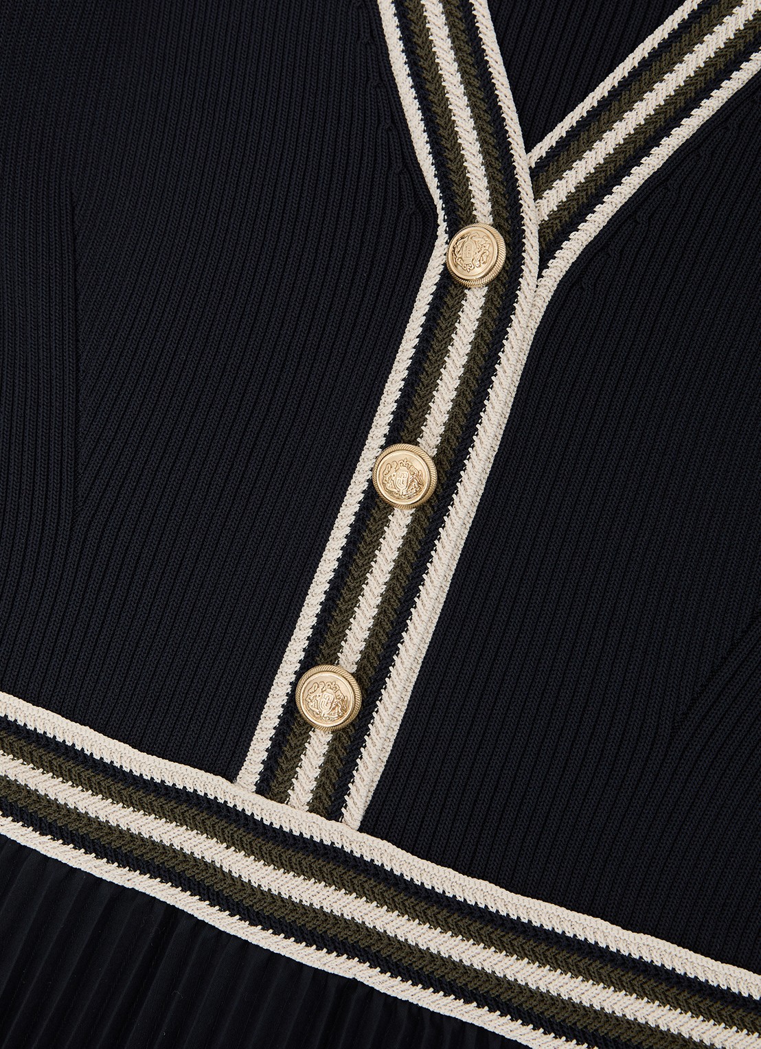 Reiss Gaia ribgebreide midi jurk met plooien - detail 4 blauw