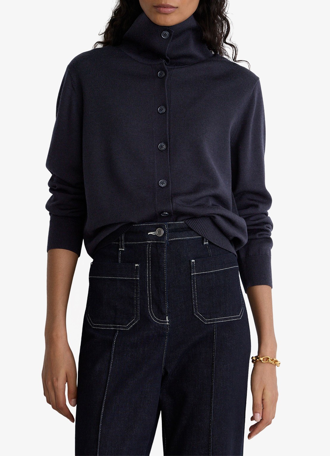 Reiss Gale fijngebreid vest van merino wol  - detail 4 blauw