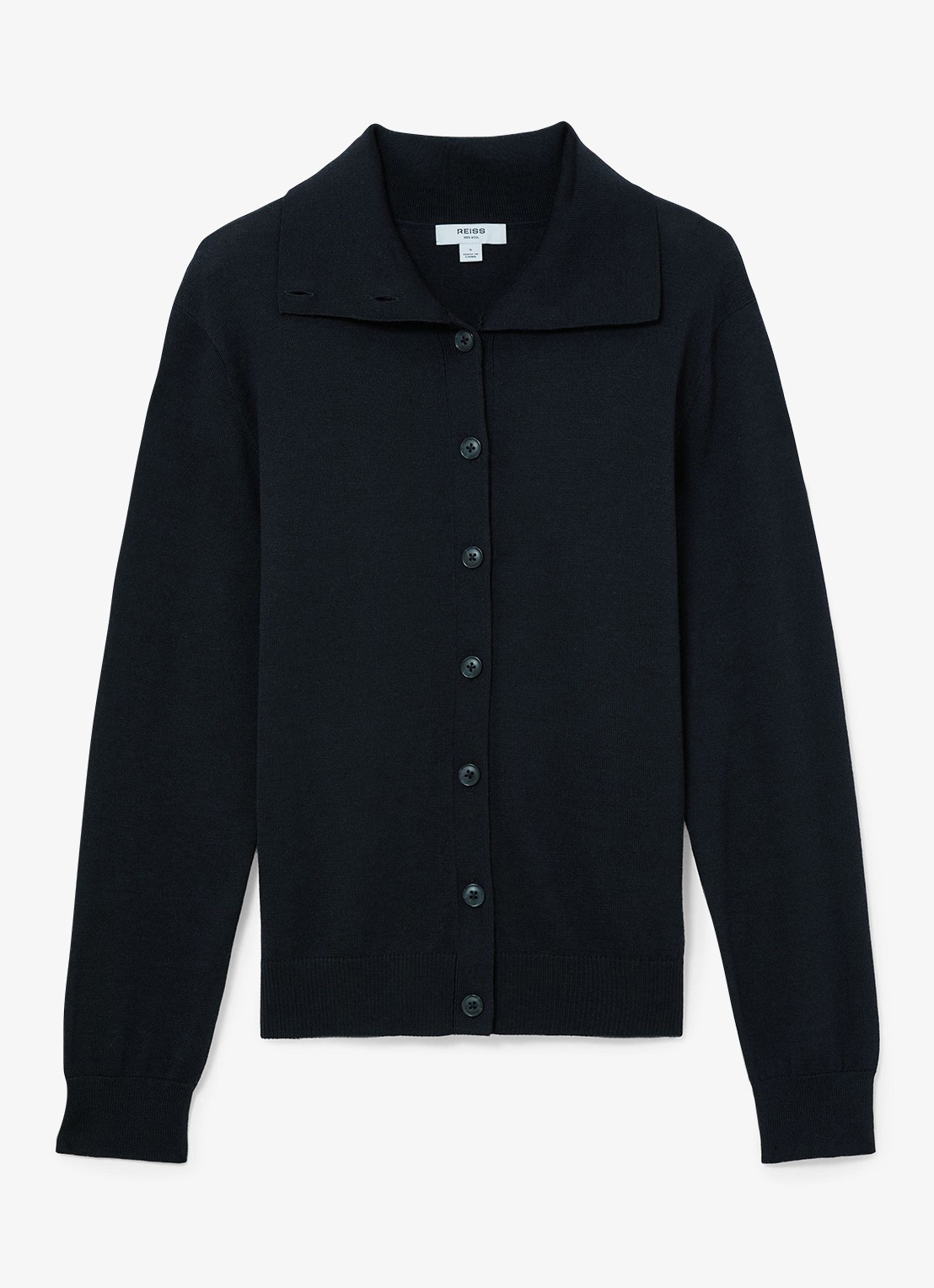 Reiss Gale fijngebreid vest van merino wol  - voorkant blauw
