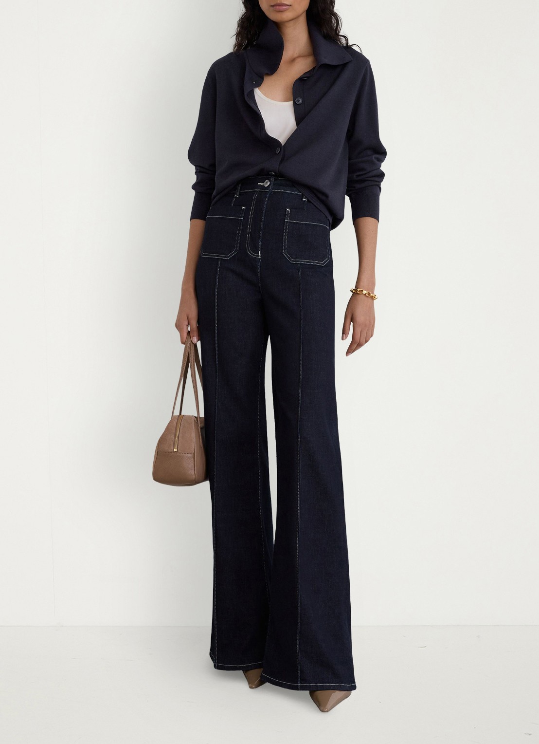 Reiss Gale fijngebreid vest van merino wol  - voorkant 2 blauw