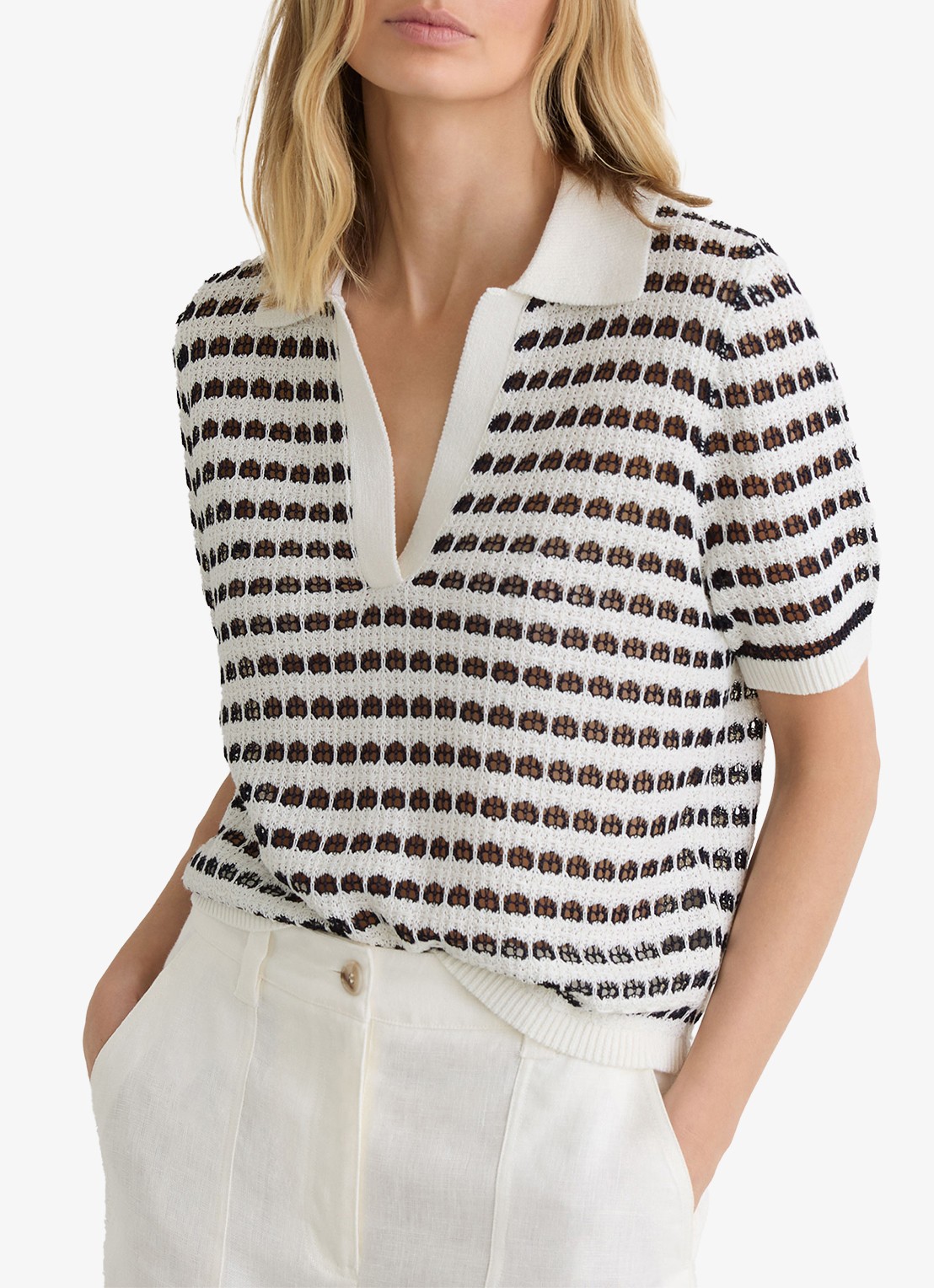 Reiss Gemma tuniek met opengewerkt dessin - detail 5 gebroken wit
