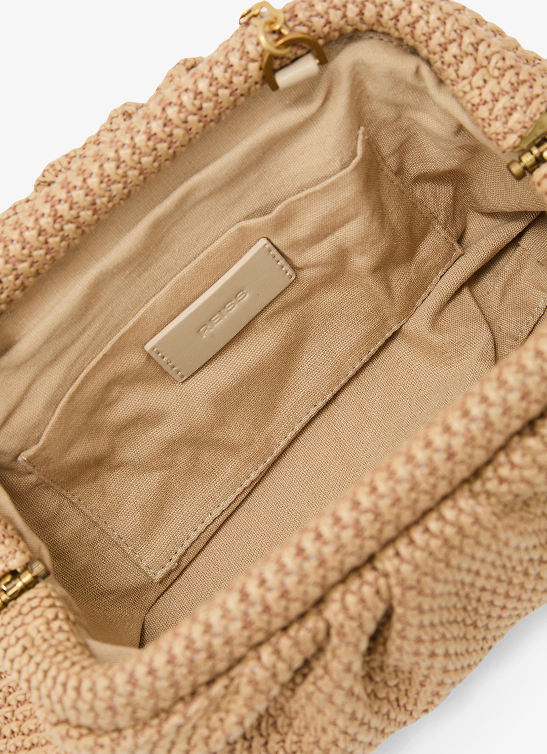 Reiss Georgia clutch met gevlochten detail en afneembare schouderriem - detail 3 beige