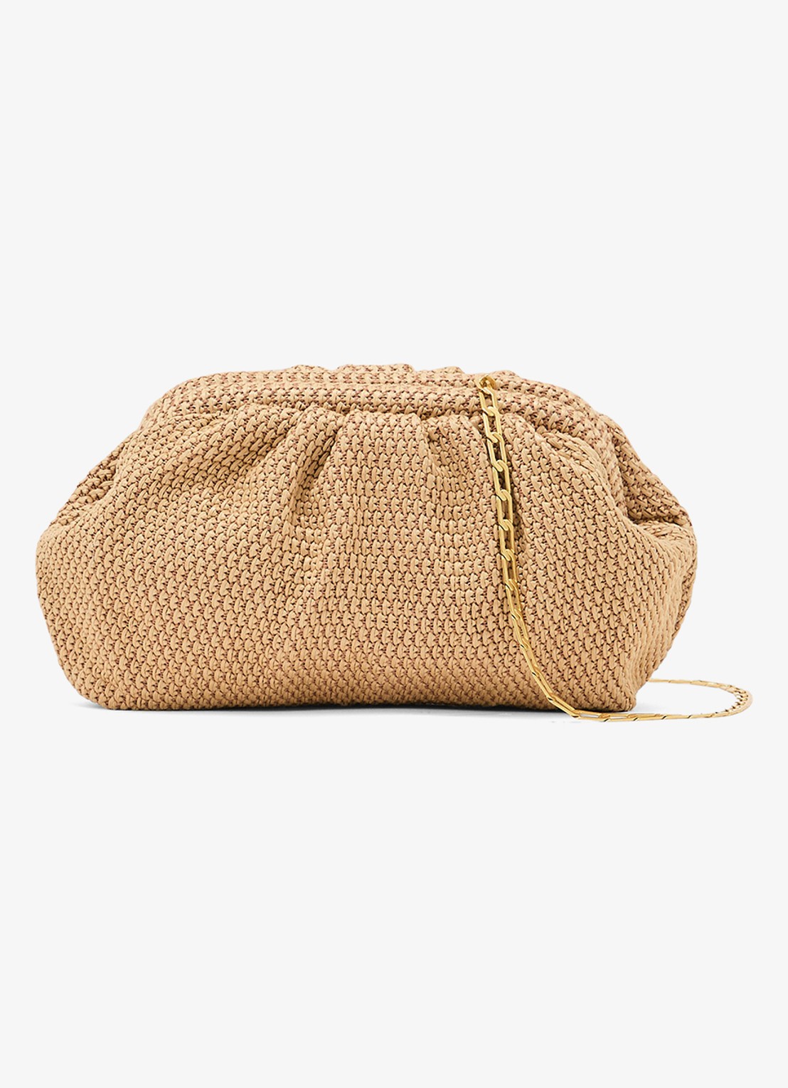 Reiss Georgia clutch met gevlochten detail en afneembare schouderriem - voorkant 5 beige