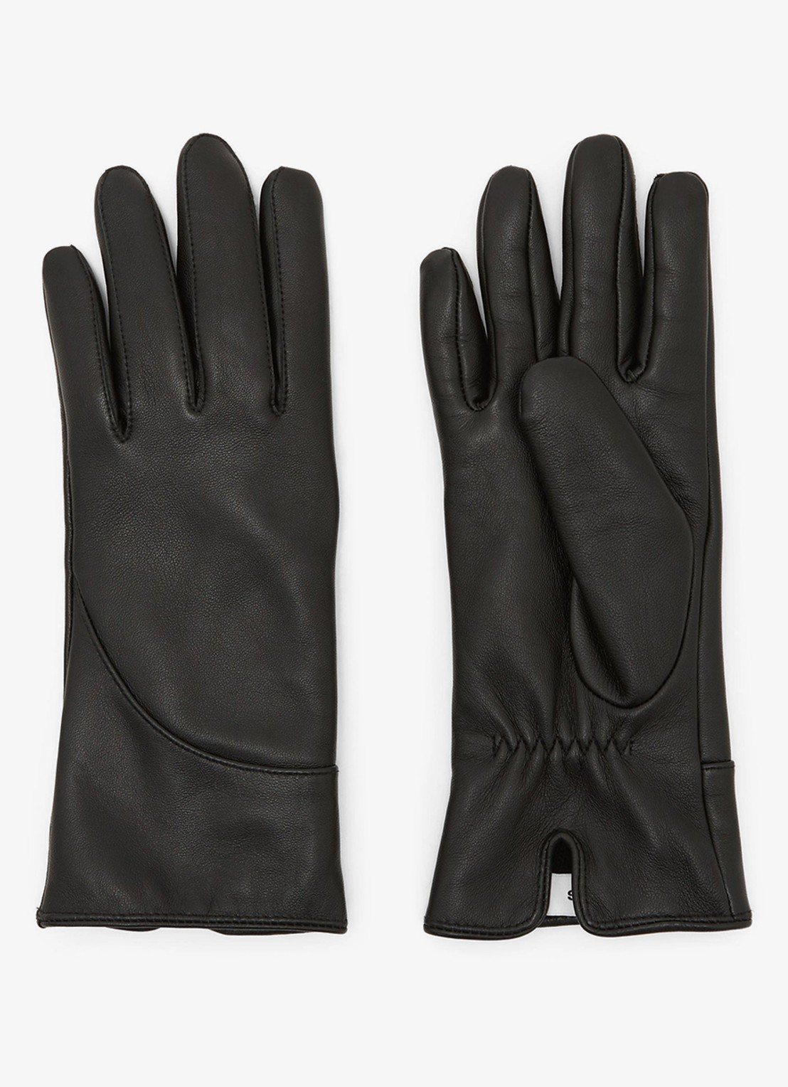 Reiss Georgia handschoenen van schapenleer met voering in kasjmierblend - voorkant black / zwart
