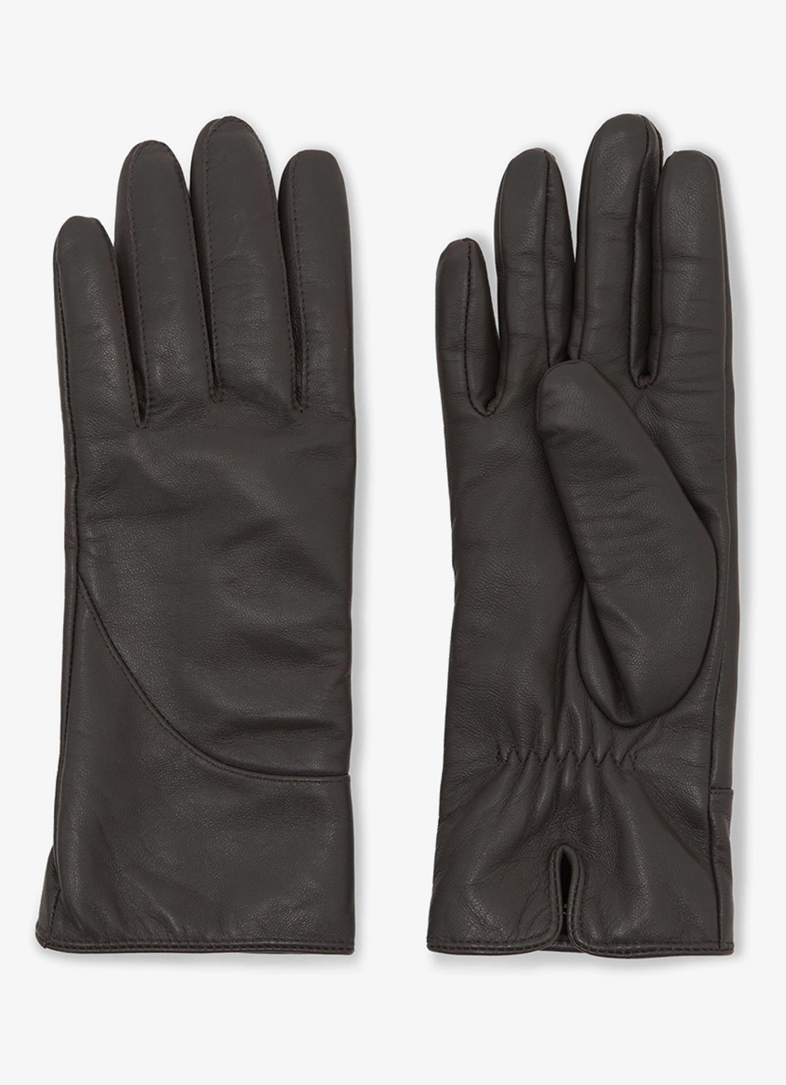 Reiss Georgia handschoenen van schapenleer met voering in kasjmierblend - voorkant grijs