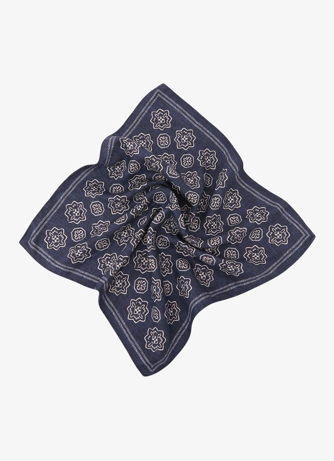 Reiss Gian pochet van zijde met grafische print - detail 3 donkerblauw