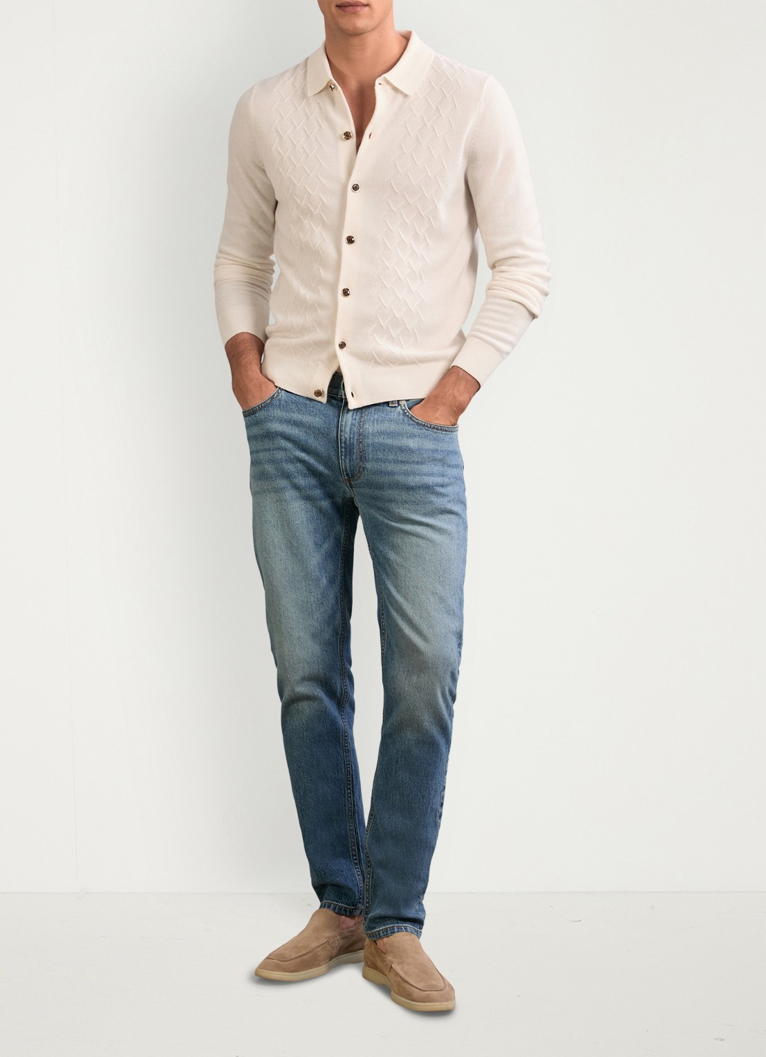 Reiss Gideon vest met textuur - detail 4 gebroken wit
