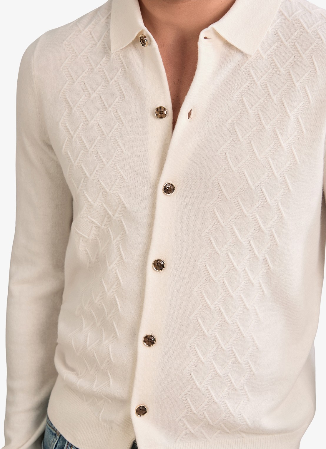 Reiss Gideon vest met textuur - detail 5 gebroken wit