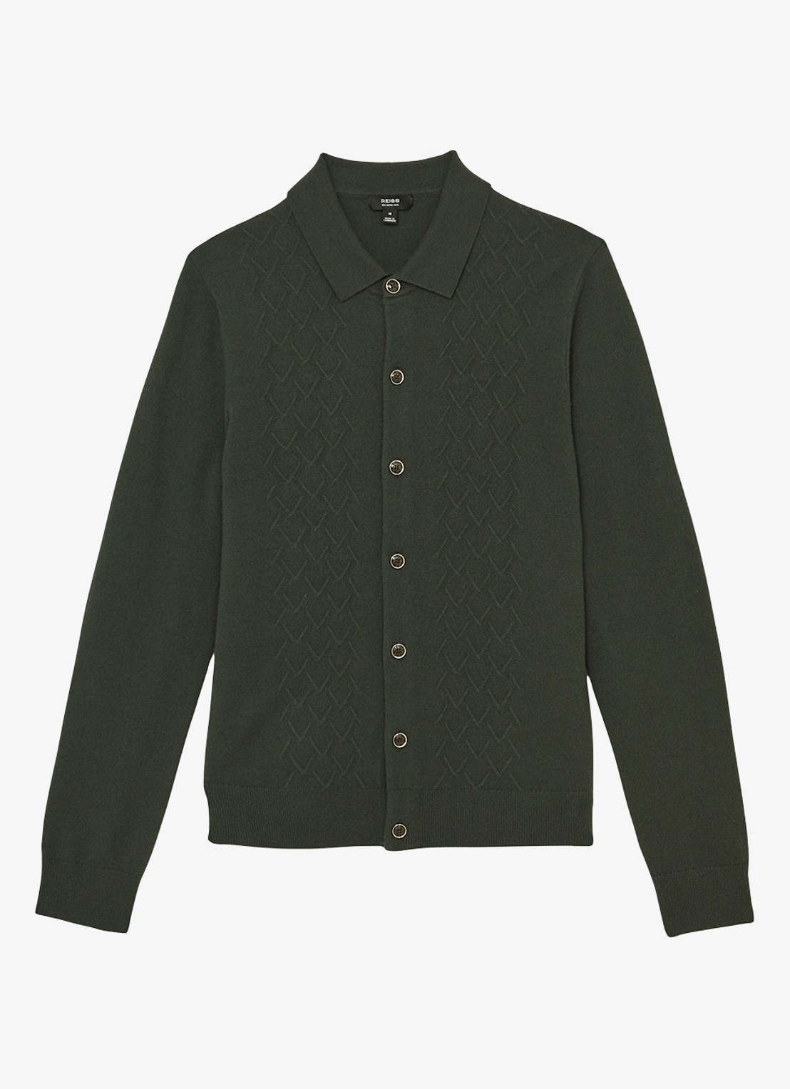 Reiss Gideon vest met textuur - voorkant 3 donkergroen