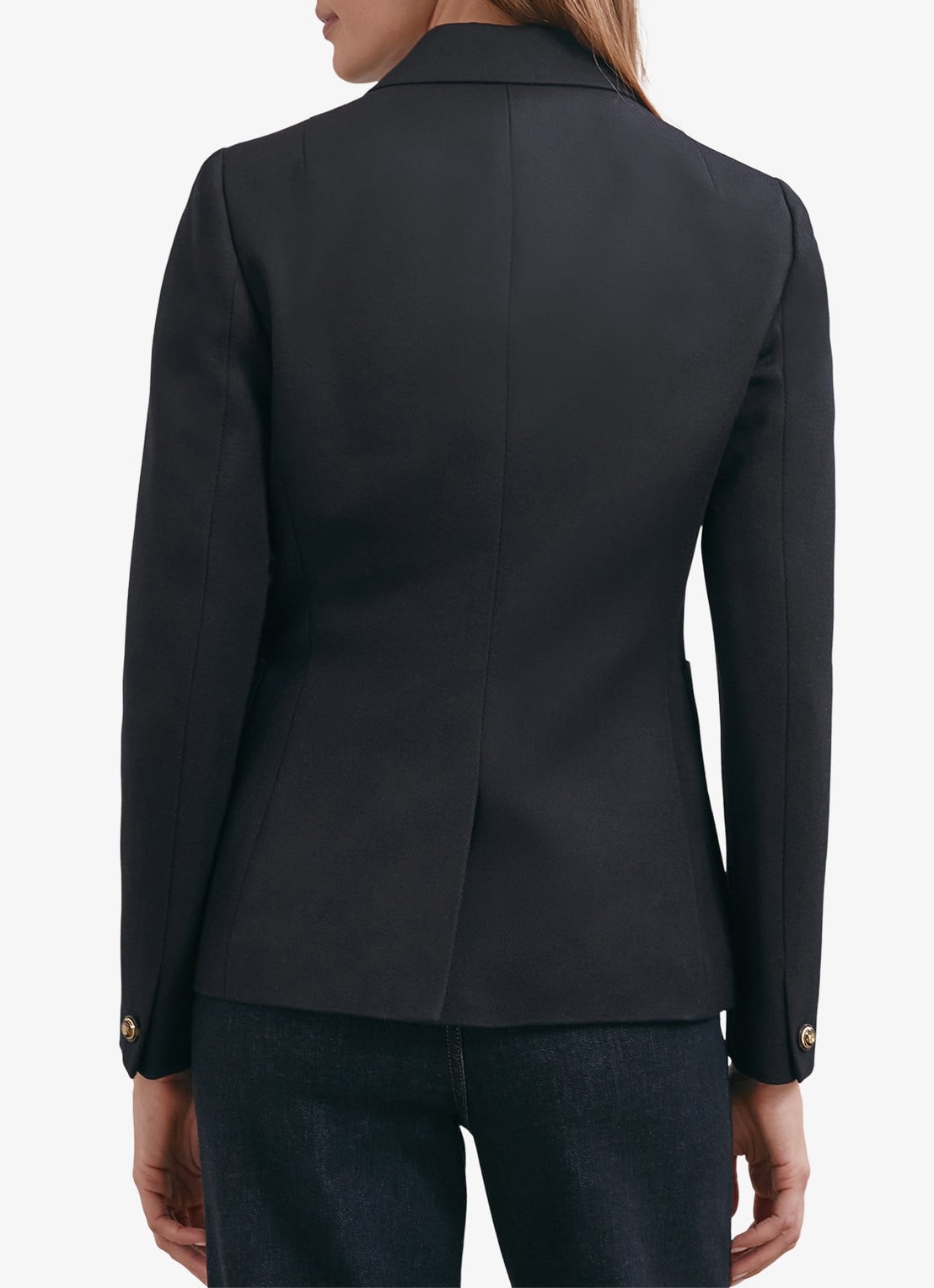 Reiss Gigi double-breasted blazer in wolblend met steekzakken - achterkant blauw