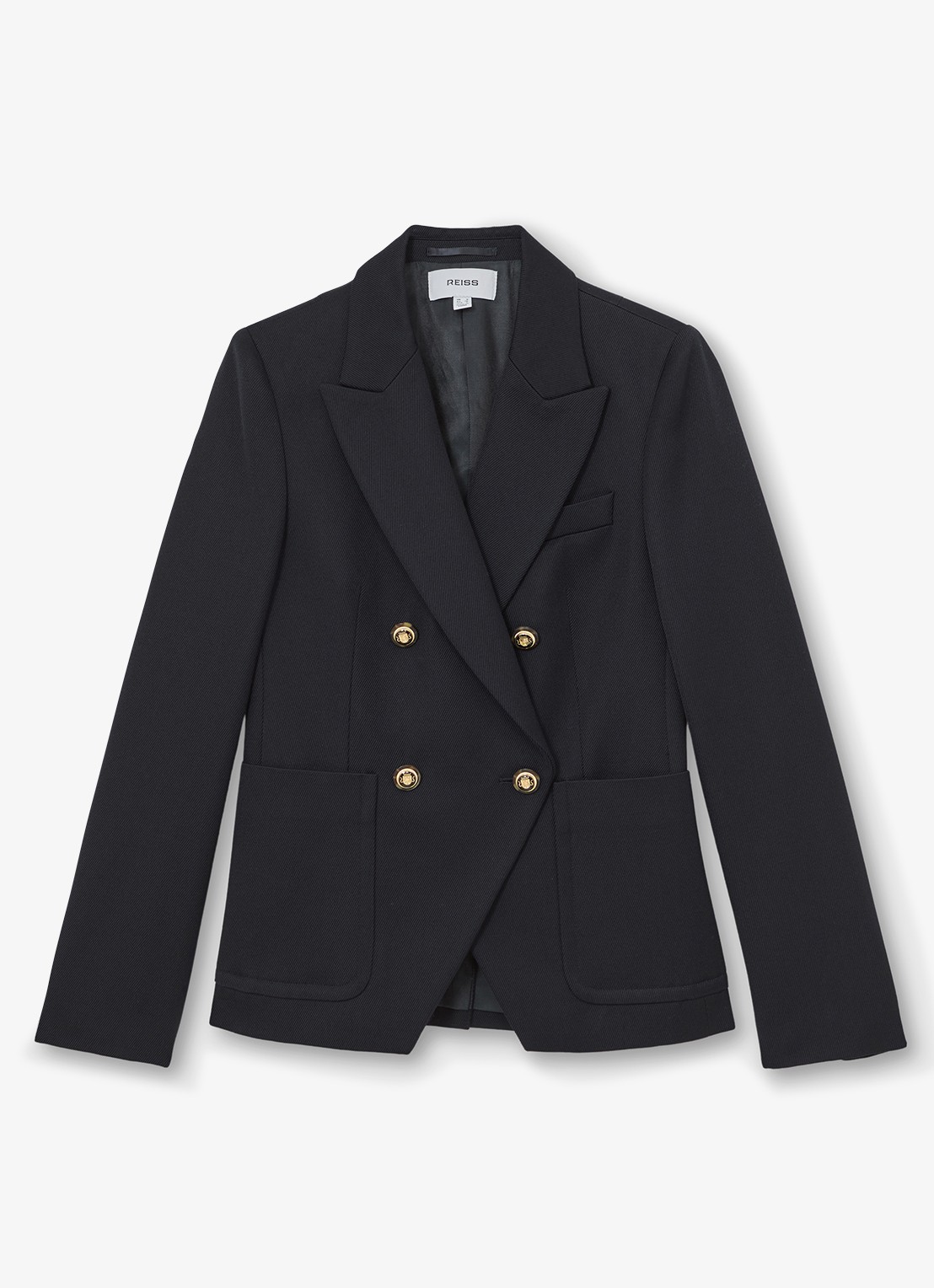 Reiss Gigi double-breasted blazer in wolblend met steekzakken - voorkant 2 blauw