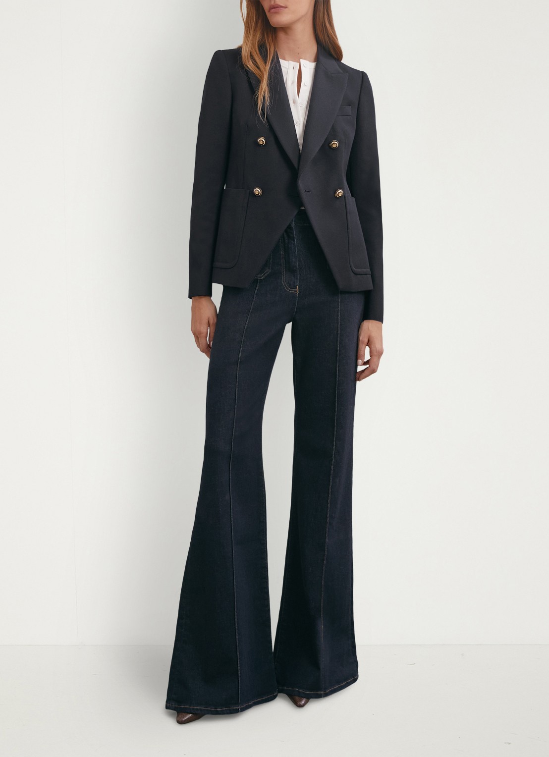 Reiss Gigi double-breasted blazer in wolblend met steekzakken - voorkant 3 blauw