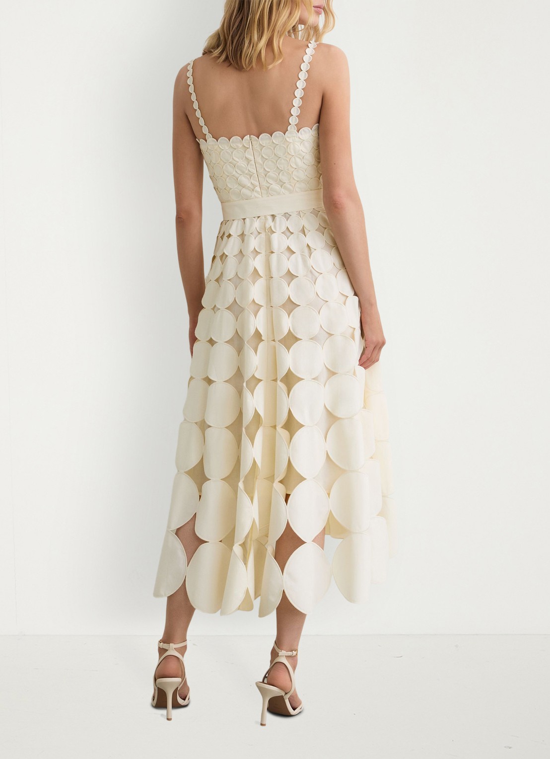 Reiss Gigi midi jurk met cut-out detail - voorkant 6 creme