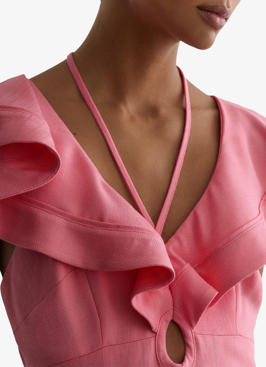 Reiss Giselle midi jurk met split en cut-out detail - detail 5 roze
