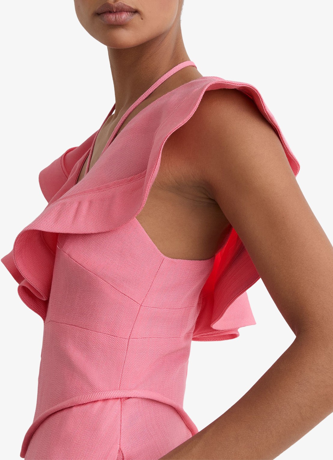 Reiss Giselle midi jurk met split en cut-out detail - detail 6 roze