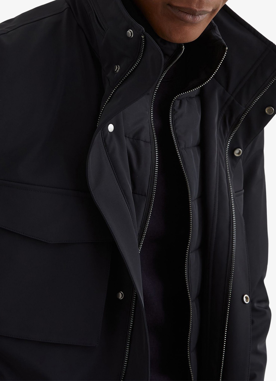Reiss GLICK gewatteerde jas met capuchon  - detail 3 navy / blauw