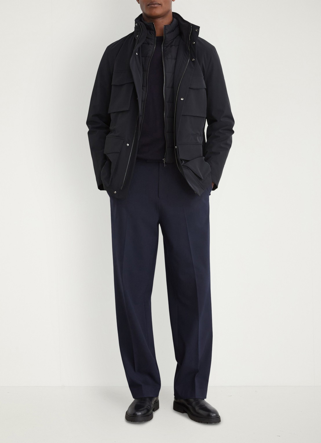 Reiss GLICK gewatteerde jas met capuchon  - voorkant 6 navy / blauw