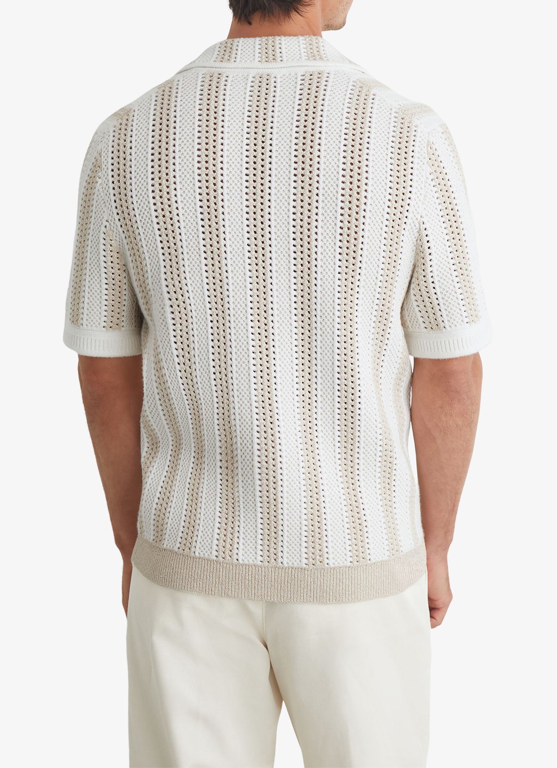 Reiss GLOBE polo met streepprint - achterkant 5 beige