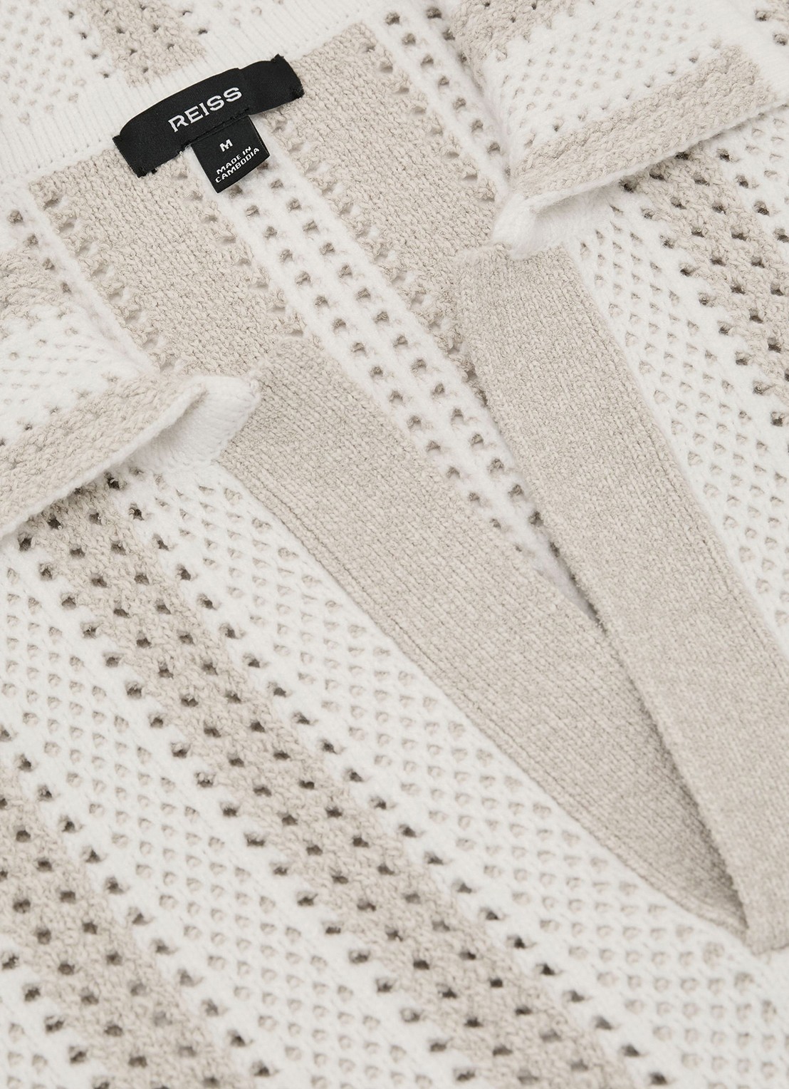 Reiss GLOBE polo met streepprint - detail 3 beige