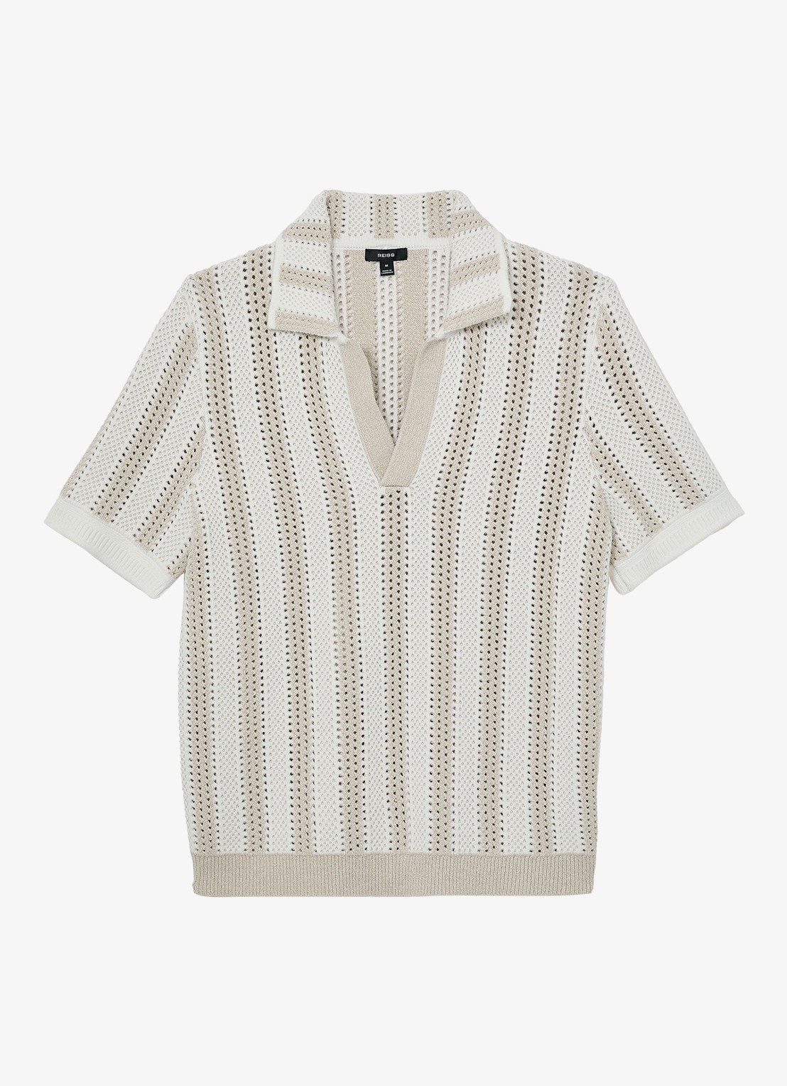 Reiss GLOBE polo met streepprint - voorkant 4 beige