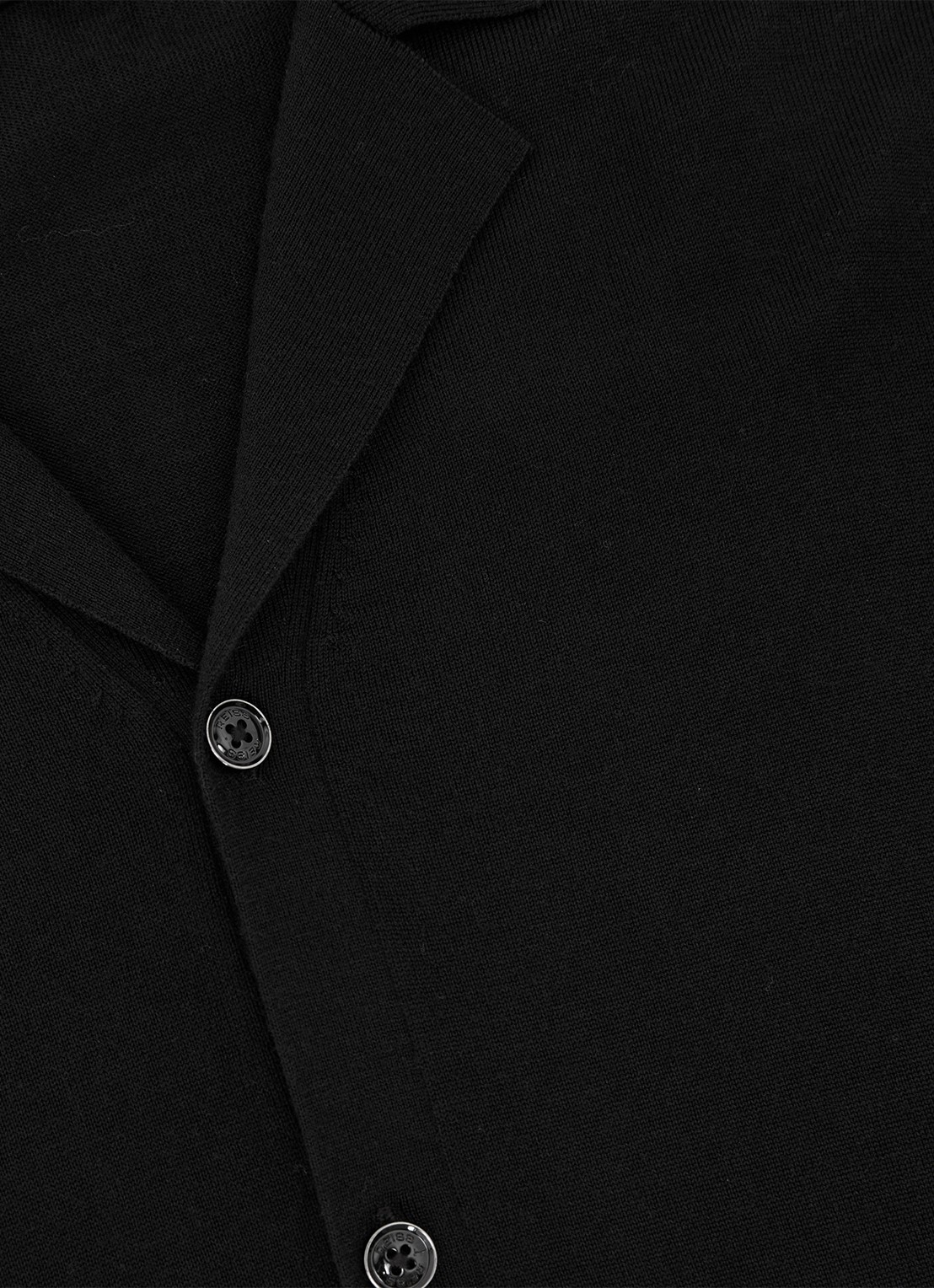 Reiss Grafton fijngebreid overhemd van merino wol - detail 4 black / zwart