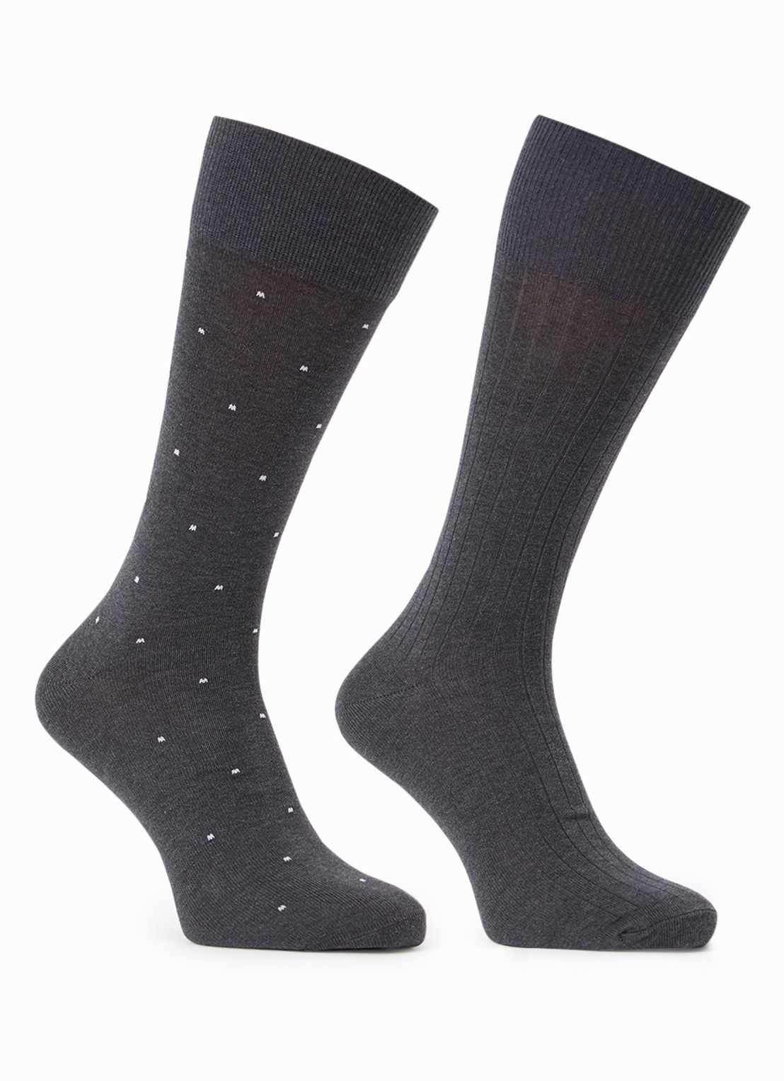 Reiss Graham sokken met print in 2-pack - voorkant 2 antraciet