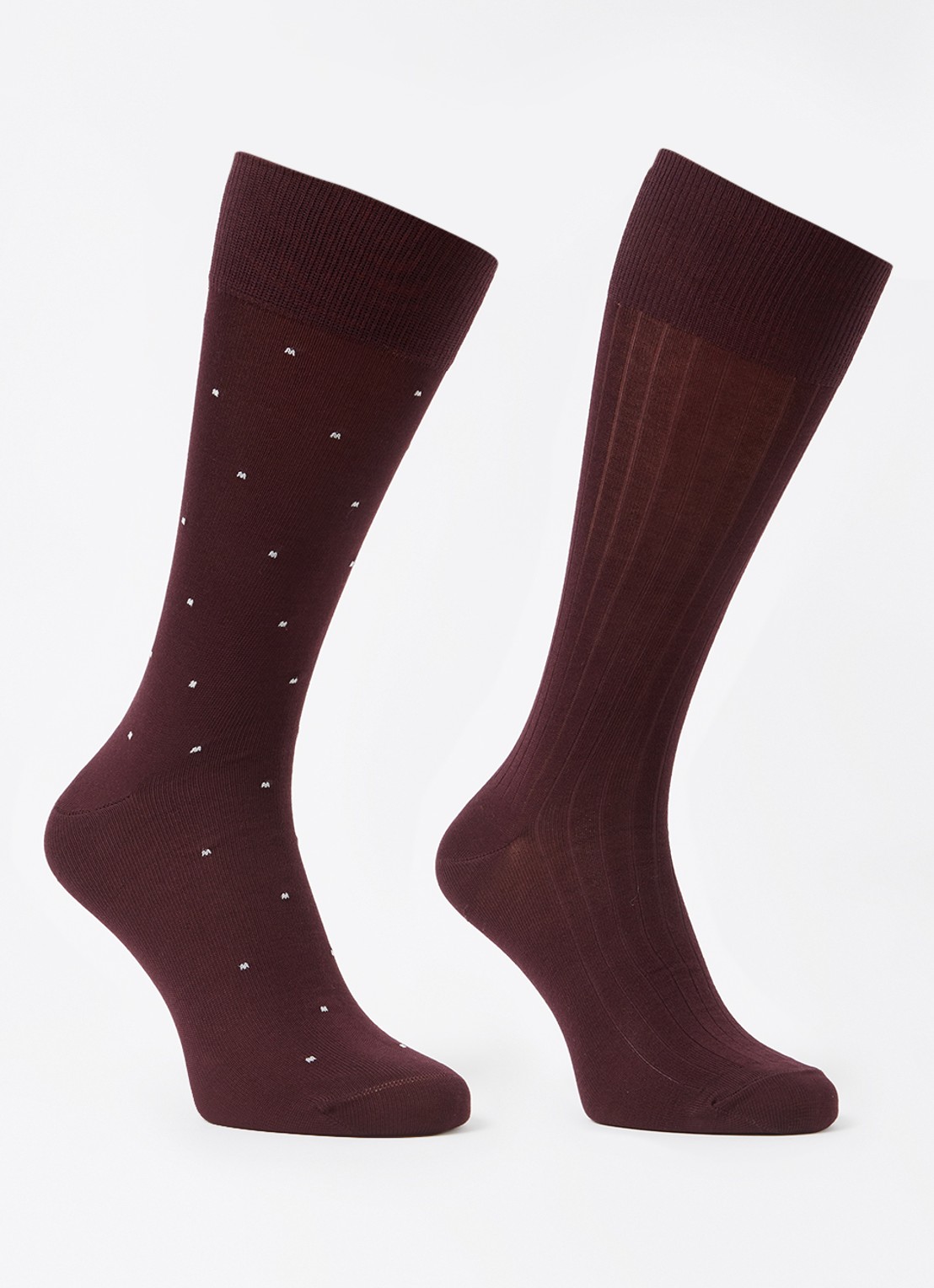 Reiss Graham sokken met print in 2-pack - voorkant aubergine