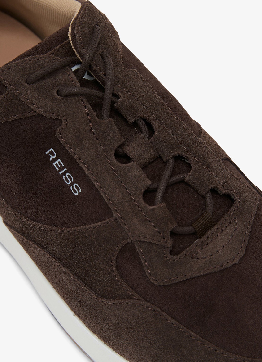 Reiss Grant sneaker van suède - detail 3 donkerblauw