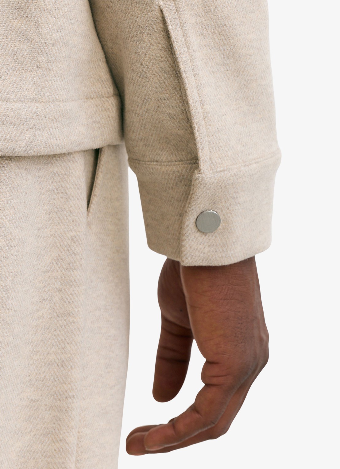 Reiss Gray fijngebreide trui in wolblend met polokraag - detail 4 beige