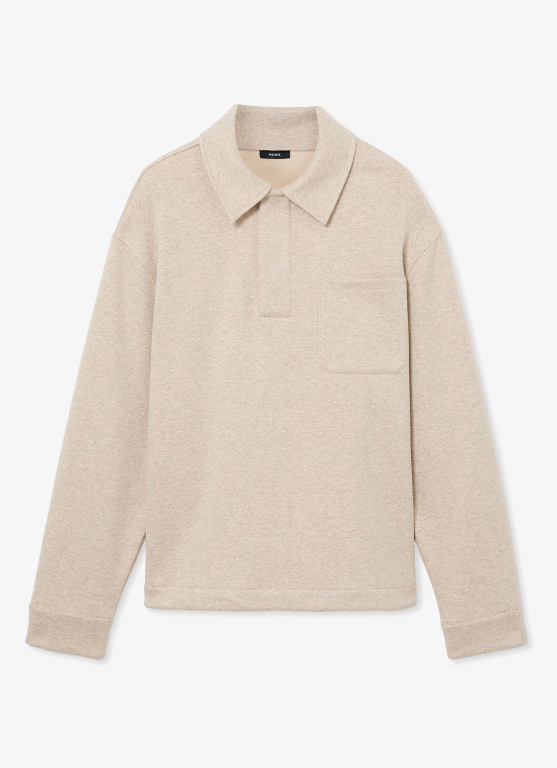 Reiss Gray fijngebreide trui in wolblend met polokraag - voorkant 5 beige