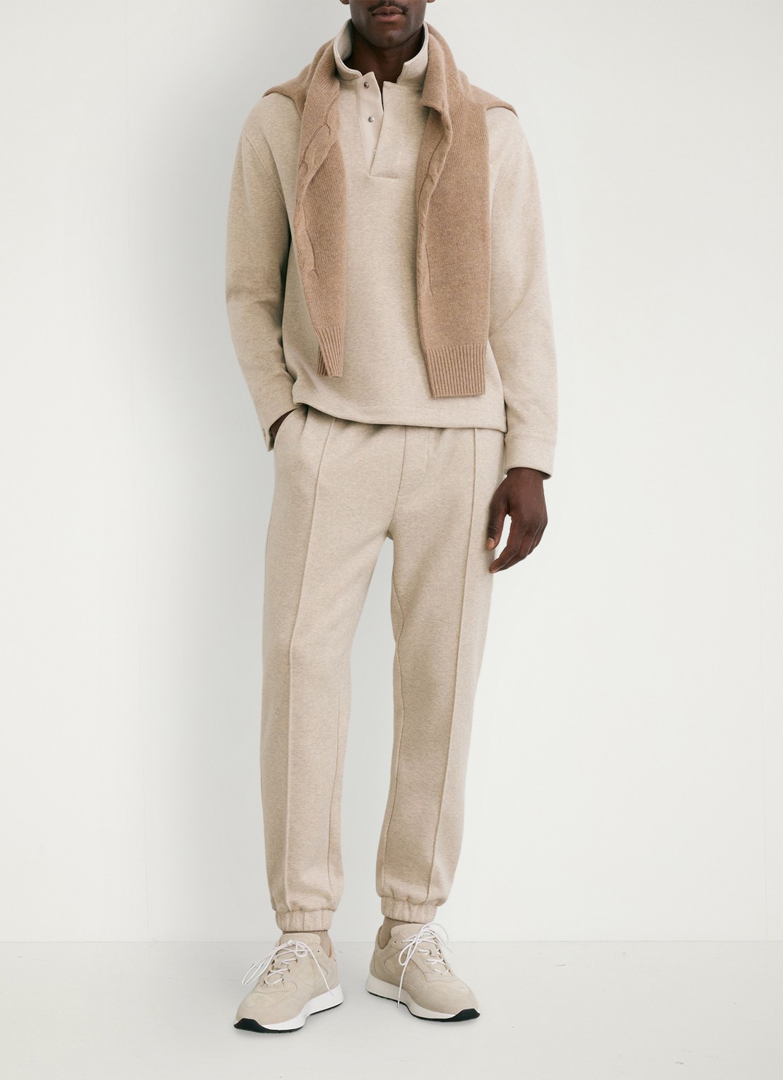 Reiss Gray fijngebreide trui in wolblend met polokraag - voorkant 6 beige
