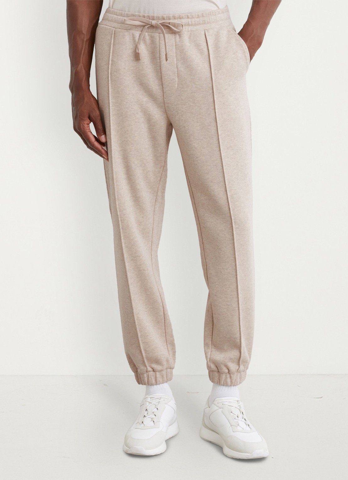 Reiss Gray tapered fit joggingbroek in wolblend met steekzakken en trekkoord - detail beige